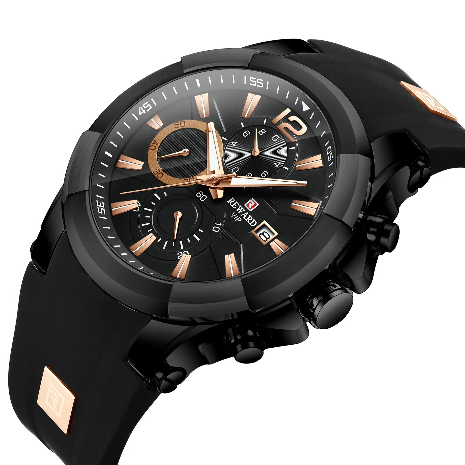 Reward china custom logo business black sport band watch for men Customizable watches Factory OEM/ODM RD83006M