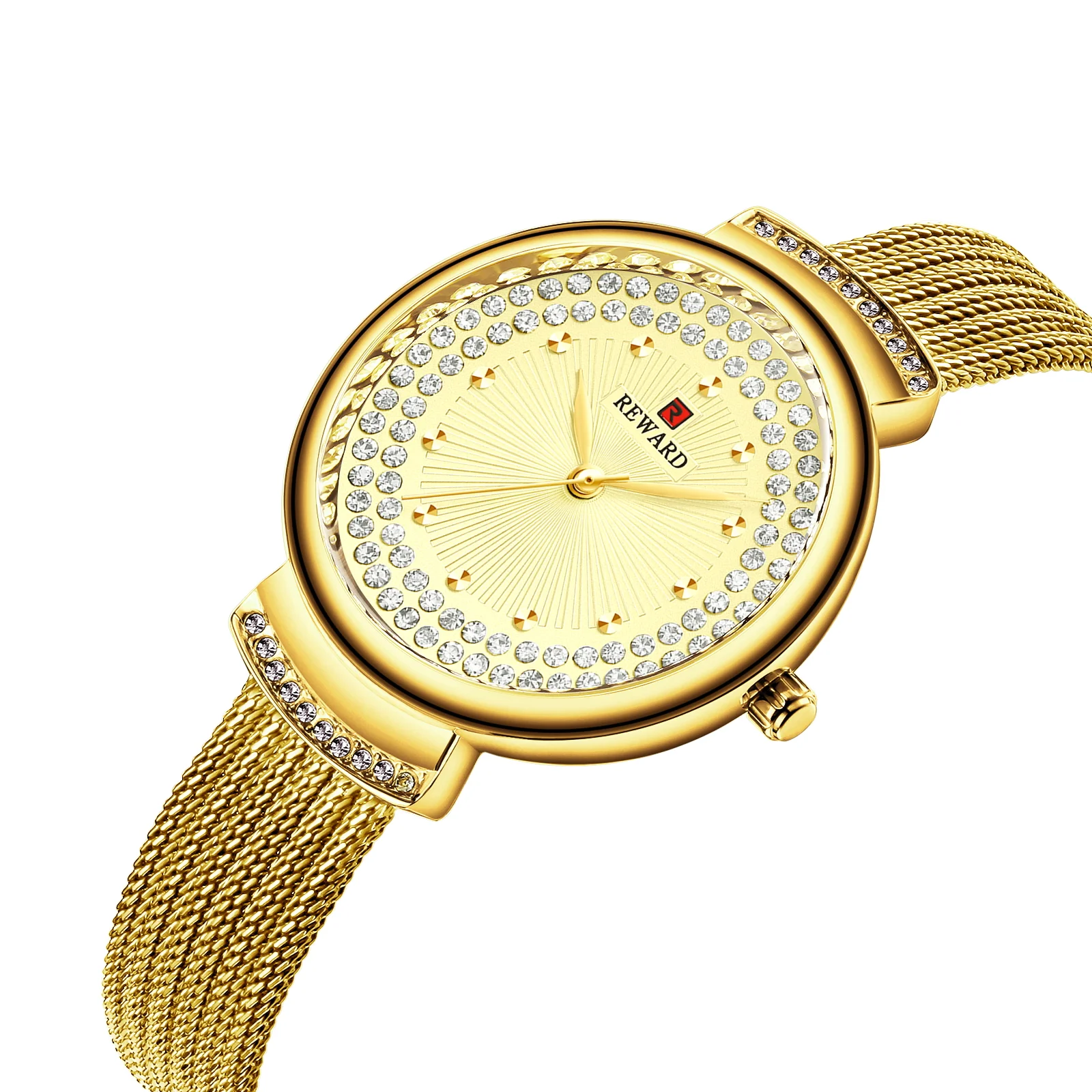 Reward ladies watches women luxury charm stainless strap diamond shaped shiny case glitz  best gift women wrist watch RD22018L