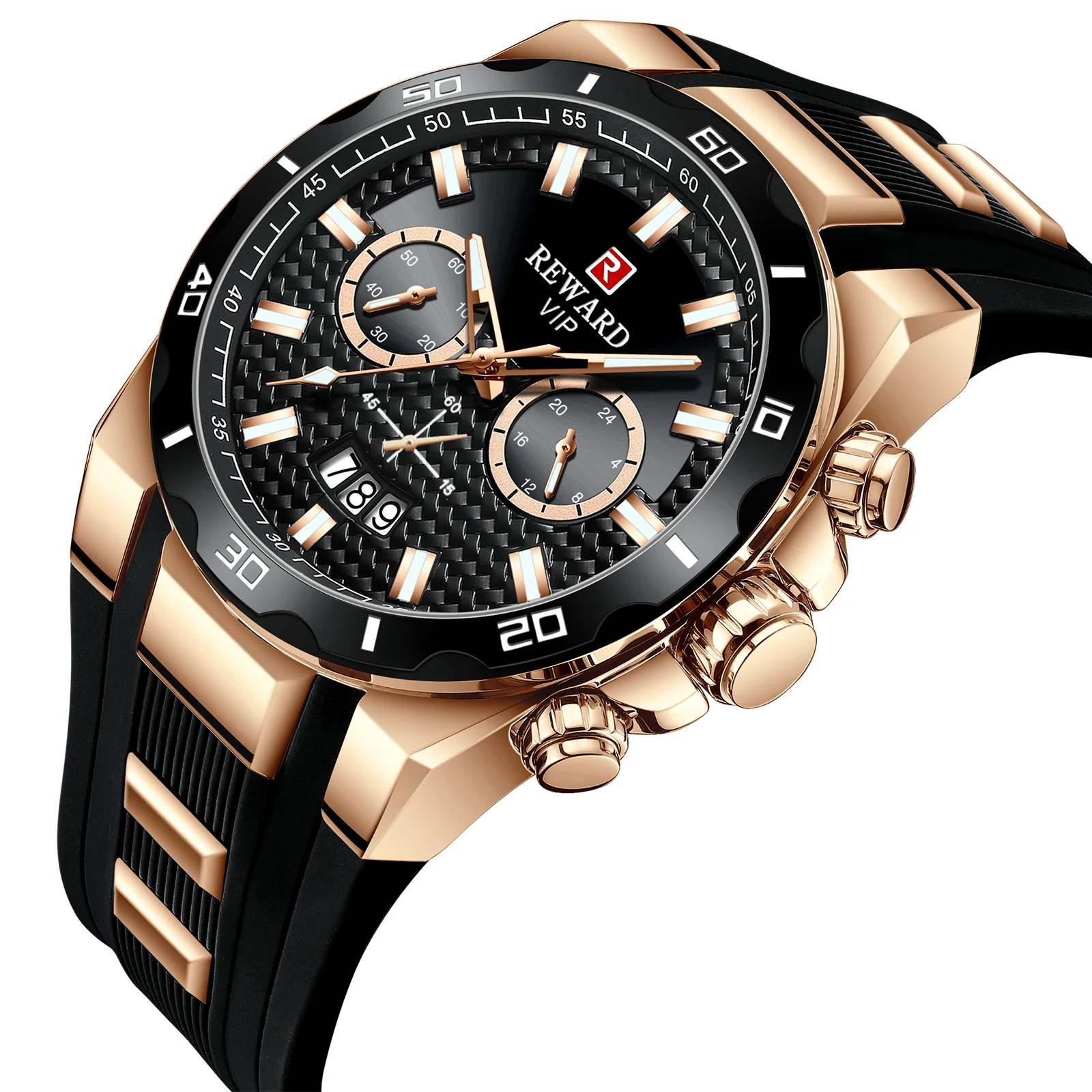 Reward Luxury cool chronograph 3ATM multi sport watch quartz for men Factory price blue silicone strap alloy dial wrist Clock RD83008M