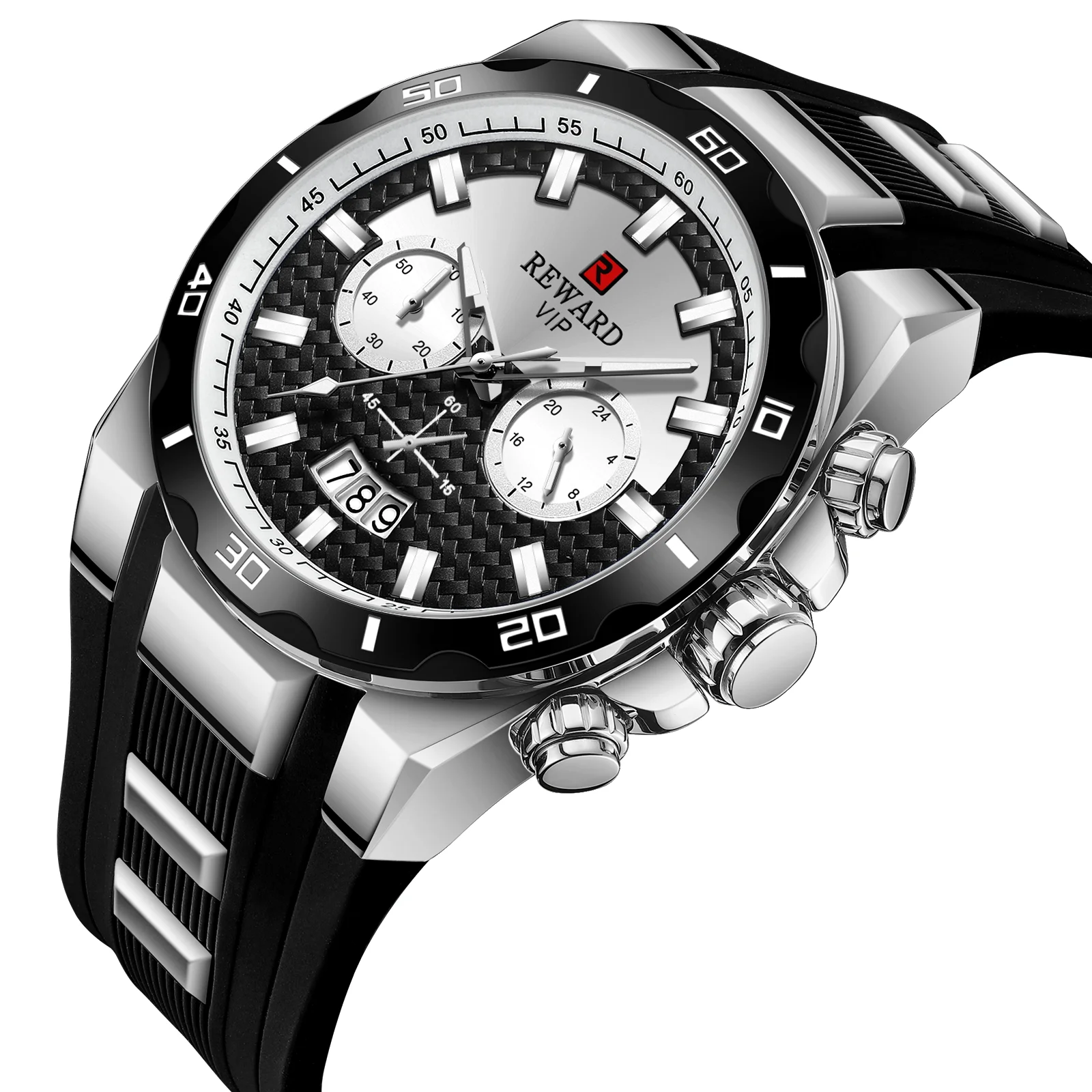 Reward Luxury cool chronograph 3ATM multi sport watch quartz for men Factory price blue silicone strap alloy dial wrist Clock RD83008M